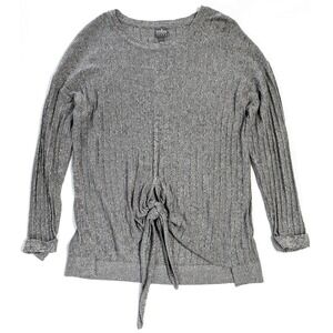 SOHO New York & Company Grey Ribbed Knit Front Tie Knot Sweater Women's Small